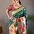 Green silk blend saree with rich weaved heavy pallu & 3d traditional design with gold and silver zari
