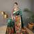 Green silk blend saree with rich weaved heavy pallu & 3d traditional design with gold and silver zari