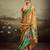 Mustard color jacquard silk fabric fabric beautiful floral print saree