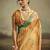 Mustard color jacquard silk fabric fabric beautiful floral print saree