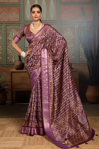 Purple color beautiful ethnic partywear saree for traditional rich looks