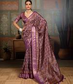 Purple color beautiful ethnic partywear saree for traditional rich looks