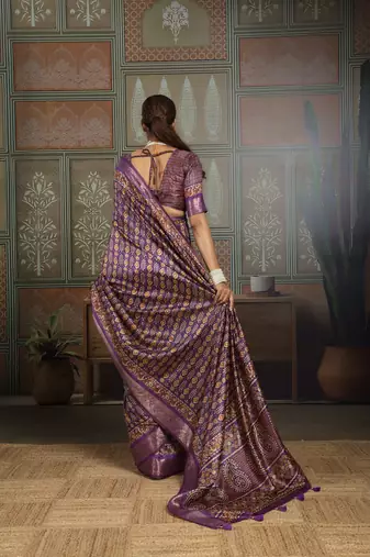 Purple color beautiful ethnic partywear saree for traditional rich looks