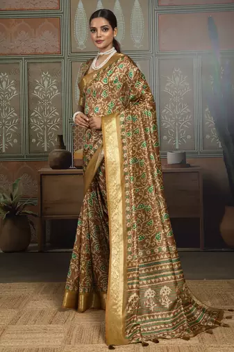 Mustard color beautiful ethnic partywear saree for traditional rich looks