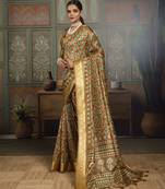 Mustard color beautiful ethnic partywear saree for traditional rich looks