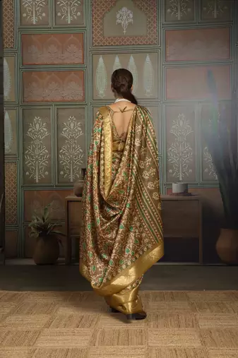 Mustard color beautiful ethnic partywear saree for traditional rich looks