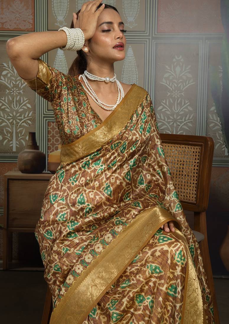 Mustard color beautiful ethnic partywear saree for traditional rich looks