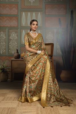 Mustard color beautiful ethnic partywear saree for traditional rich looks 4