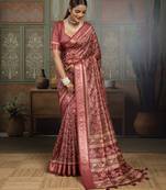 Maroon color beautiful ethnic partywear saree for traditional rich looks