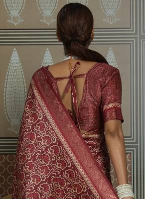 Maroon color beautiful ethnic partywear saree for traditional rich looks 2