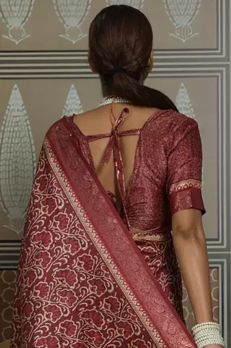 Maroon color beautiful ethnic partywear saree for traditional rich looks