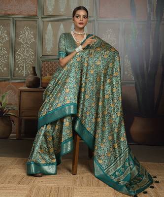 Green color beautiful ethnic partywear saree for traditional rich looks 4