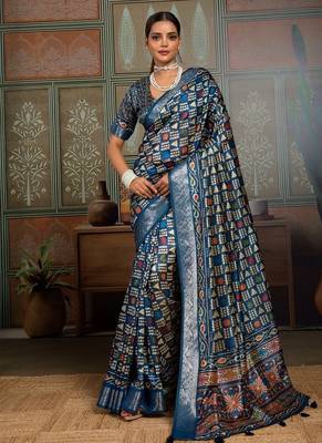 Blue color beautiful ethnic partywear saree for traditional rich looks 1