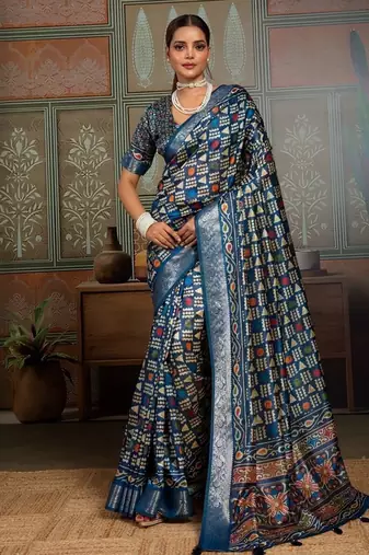 Blue color beautiful ethnic partywear saree for traditional rich looks