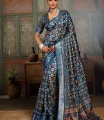 Blue color beautiful ethnic partywear saree for traditional rich looks