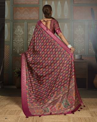 Wine color beautiful ethnic partywear saree for traditional rich looks 2