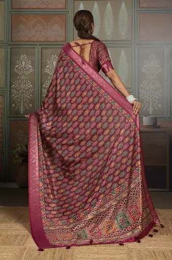 Wine color beautiful ethnic partywear saree for traditional rich looks