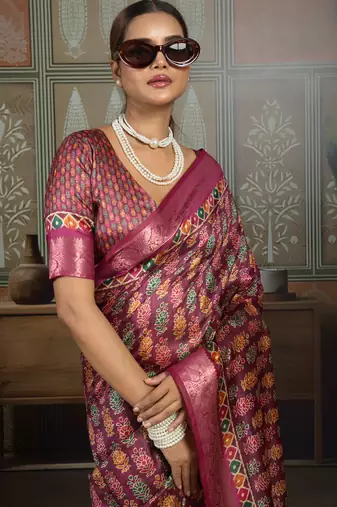 Wine color beautiful ethnic partywear saree for traditional rich looks