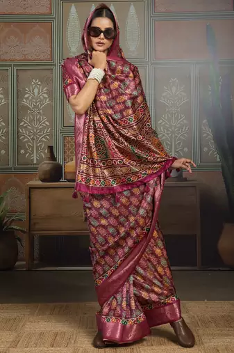 Wine color beautiful ethnic partywear saree for traditional rich looks