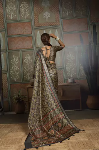 Black color beautiful ethnic partywear saree for traditional rich looks