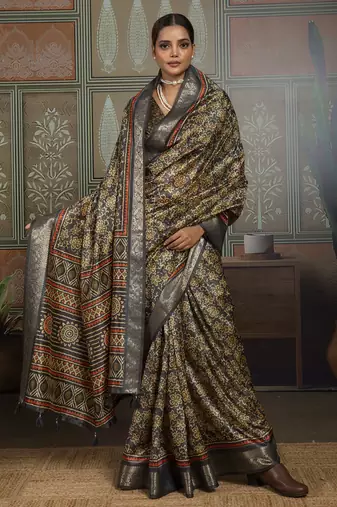 Black color beautiful ethnic partywear saree for traditional rich looks