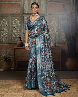 Blue color beautiful ethnic partywear saree for traditional rich looks 1