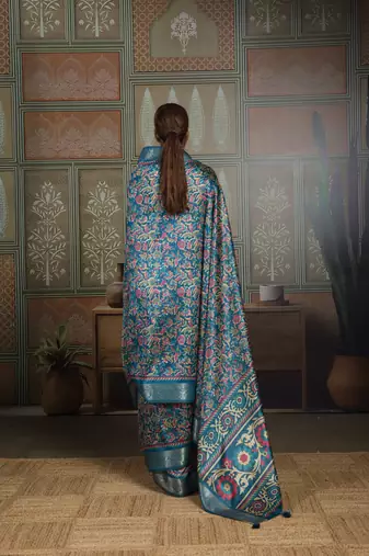 Blue color beautiful ethnic partywear saree for traditional rich looks
