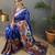 Violet soft silk blend saree with rich weaved heavy pallu & 3d traditional design with gold and silver zari