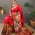 Red silk blend saree with rich weaved heavy pallu & 3d traditional design with gold and silver zari