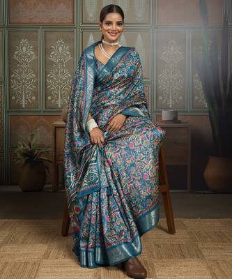 Blue color beautiful ethnic partywear saree for traditional rich looks 4