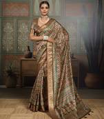 Brown color beautiful ethnic partywear saree for traditional rich looks