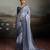 Grey color beautiful satin fabric glamorous bollywood style saree