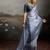 Grey color beautiful satin fabric glamorous bollywood style saree