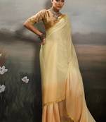 Yellow color beautiful satin fabric glamorous bollywood style saree