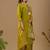 Lime green embroidered mul chanderi kurta pant set with banarasi jacquard dupatta