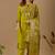 Lime green embroidered mul chanderi kurta pant set with banarasi jacquard dupatta