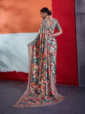 Green color smart cotton crepe fabric beautiful designer printed saree 2