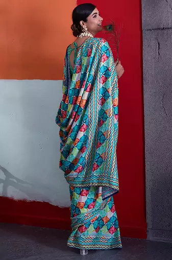Green color smart cotton crepe fabric beautiful designer printed saree