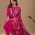 Pink embroidered mul chanderi kurta pant set with banarasi jacquard dupatta