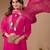 Pink embroidered mul chanderi kurta pant set with banarasi jacquard dupatta