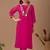 Pink embroidered mul chanderi kurta pant set with banarasi jacquard dupatta