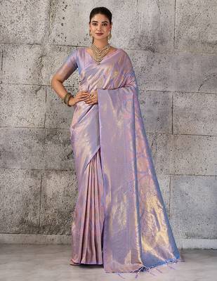 Lavender color rich sophisticated kanjivaram blend silk saree 1