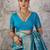 Teal blue color rich sophisticated kanjivaram blend silk saree