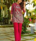 women's  silk embroidered kurta palazzo set