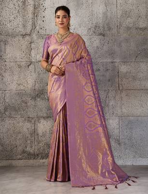 Purple color rich sophisticated kanjivaram blend silk saree 1
