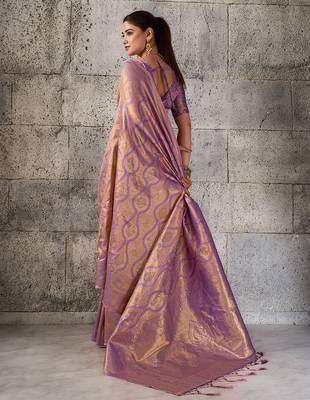 Purple color rich sophisticated kanjivaram blend silk saree 2