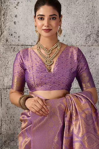 Purple color rich sophisticated kanjivaram blend silk saree