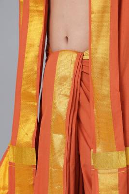 orange art silk traditional dhoti for men 2