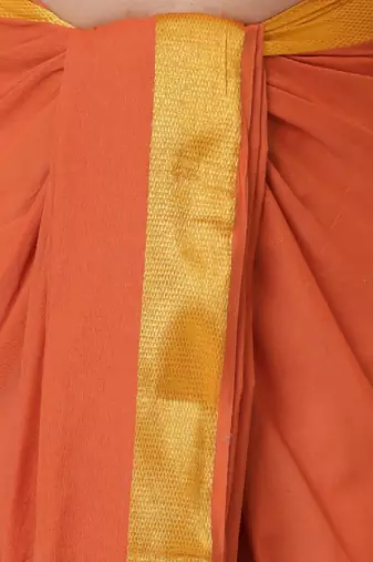 Orange plain art silk basic dhoti