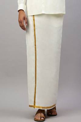 cream plain cotton dhoti for men 2